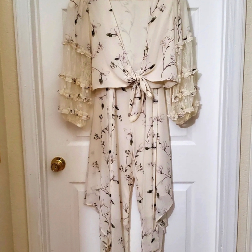 Rosevelt 2 Piece Boho Floral Lace Pants Set, Size 1X